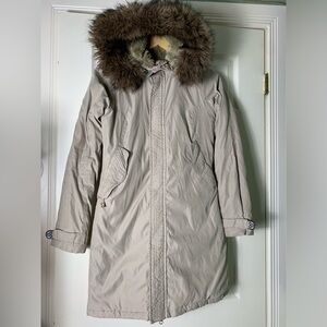 TNA | Beige Tan Camel Back Wool Cuffed Parka - XS